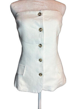 Broadway38 Strapless Button Front Top White Size XL NWT